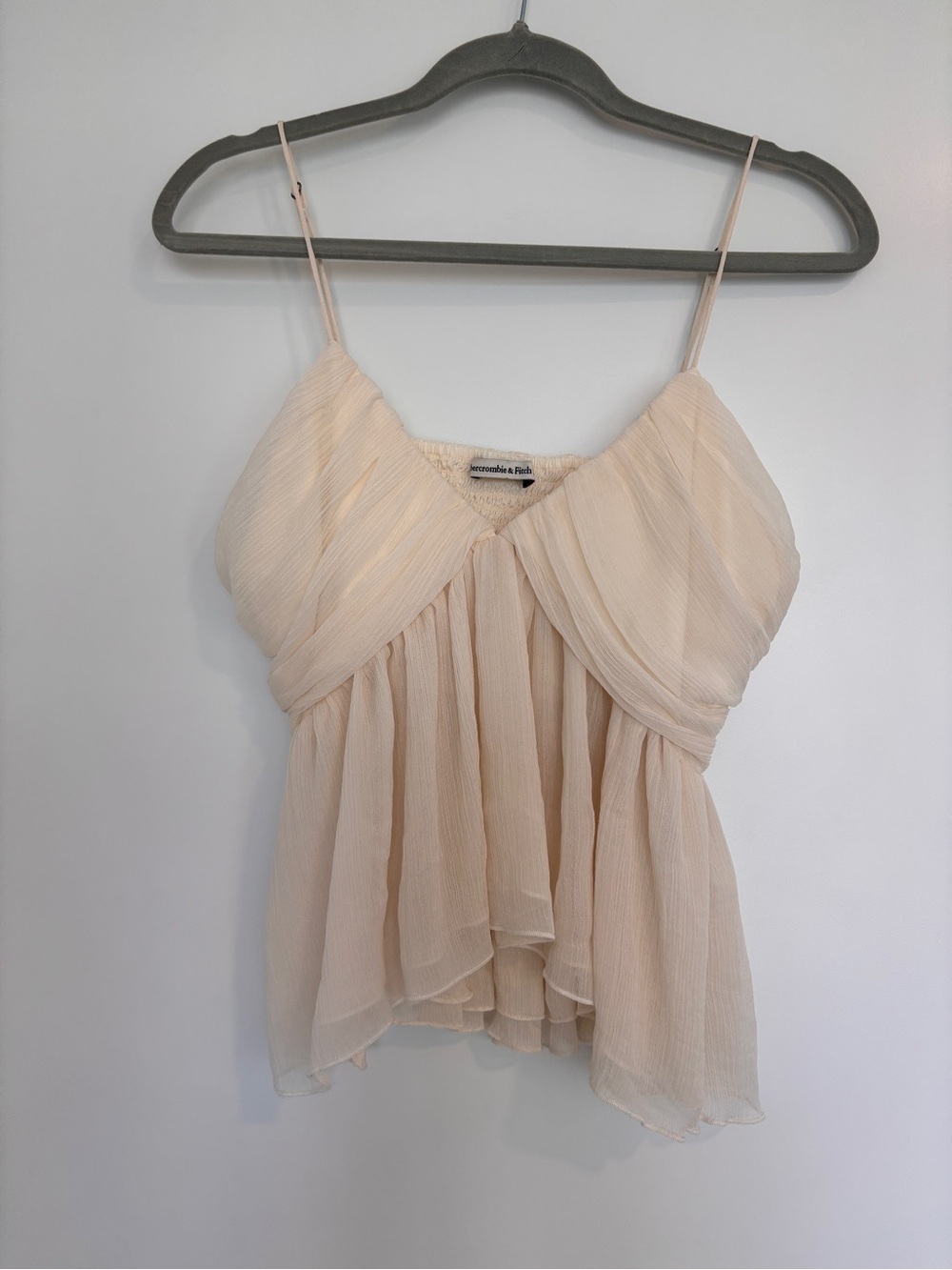 Abercrombie & Fitch Light Cream Chiffon Spaghetti Strap Top